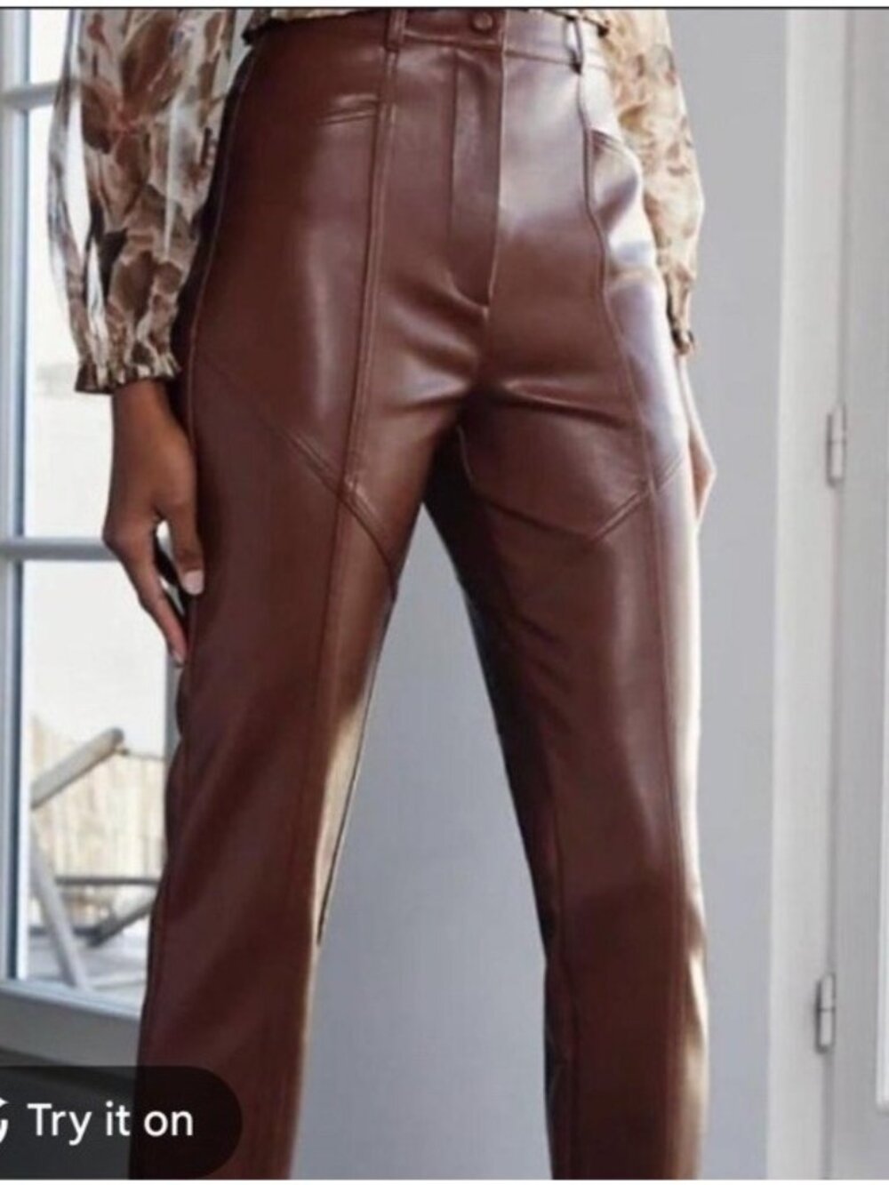Aritzia Wilfred Rebel High-waisted Vegan Faux Leather Pants Women's 8 Burgundy